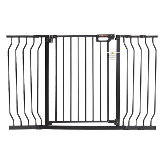 Baby Gate, 749-1346 mm Extra Wide, 762 mm High, Dog Gate for Stairs Doorways and House, Easy Step Walk Thru Auto Close Child Gate Pet Security Gate with Pressure Mount and Wall Mount Kit, Black