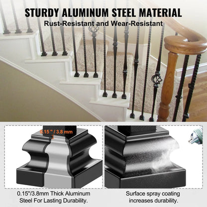 VEVOR 50 PCS Aluminum Alloy Baluster Flat Shoes Wrought Spindles for Staircase - Mekamart Australia