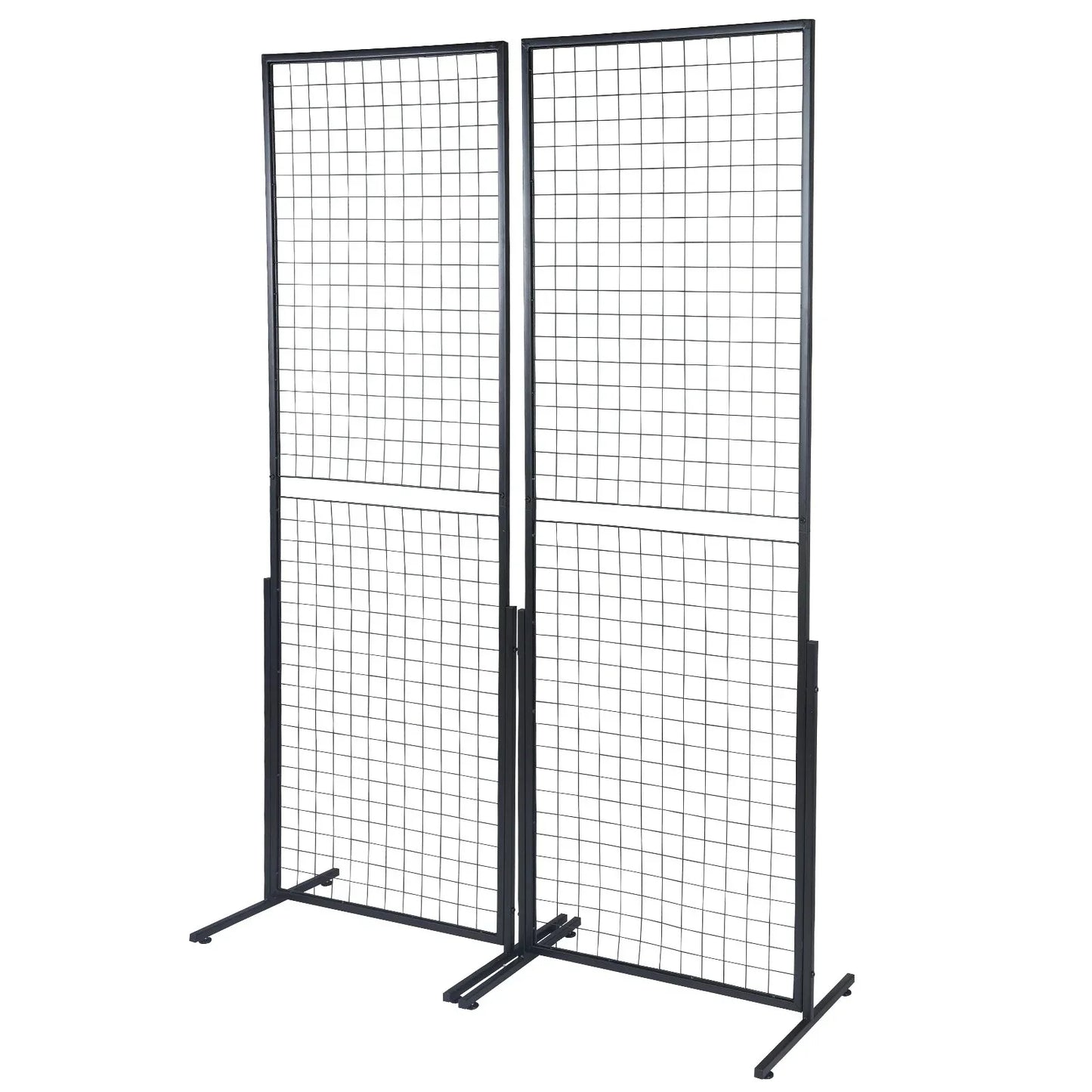 VEVOR 2' x 5.6' Grid Wall Panels Tower, 2 Packs Wire Gridwall Display Racks with T-Base Floorstanding, Double Side Gridwall Panels for Art Craft Shows, Retail Display with Extra Clips and Hooks - Mekamart Australia