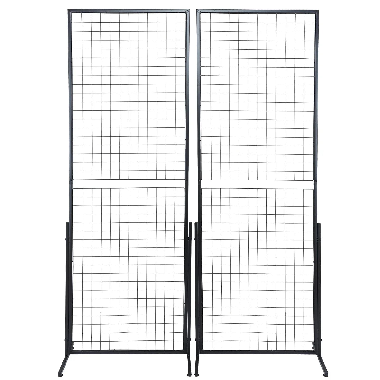 VEVOR 2' x 5.6' Grid Wall Panels Tower, 2 Packs Wire Gridwall Display Racks with T-Base Floorstanding, Double Side Gridwall Panels for Art Craft Shows, Retail Display with Extra Clips and Hooks - Mekamart Australia
