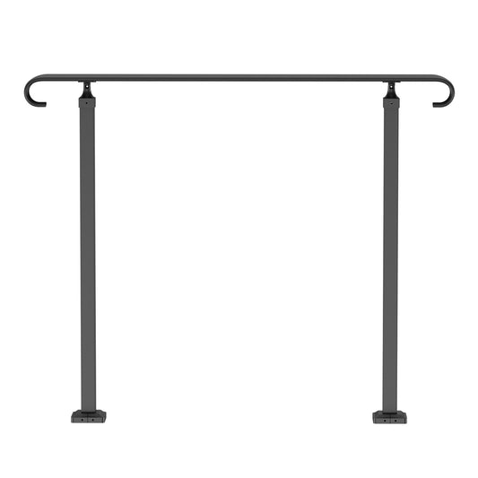 Handrails for Outdoor Steps, Fit 1-3 Steps Wrought Iron Handrail, Outdoor Stair Railing, Adjustable Front Porch Hand Rail, Black Transitional Hand railings for Concrete Steps or Wooden Stairs