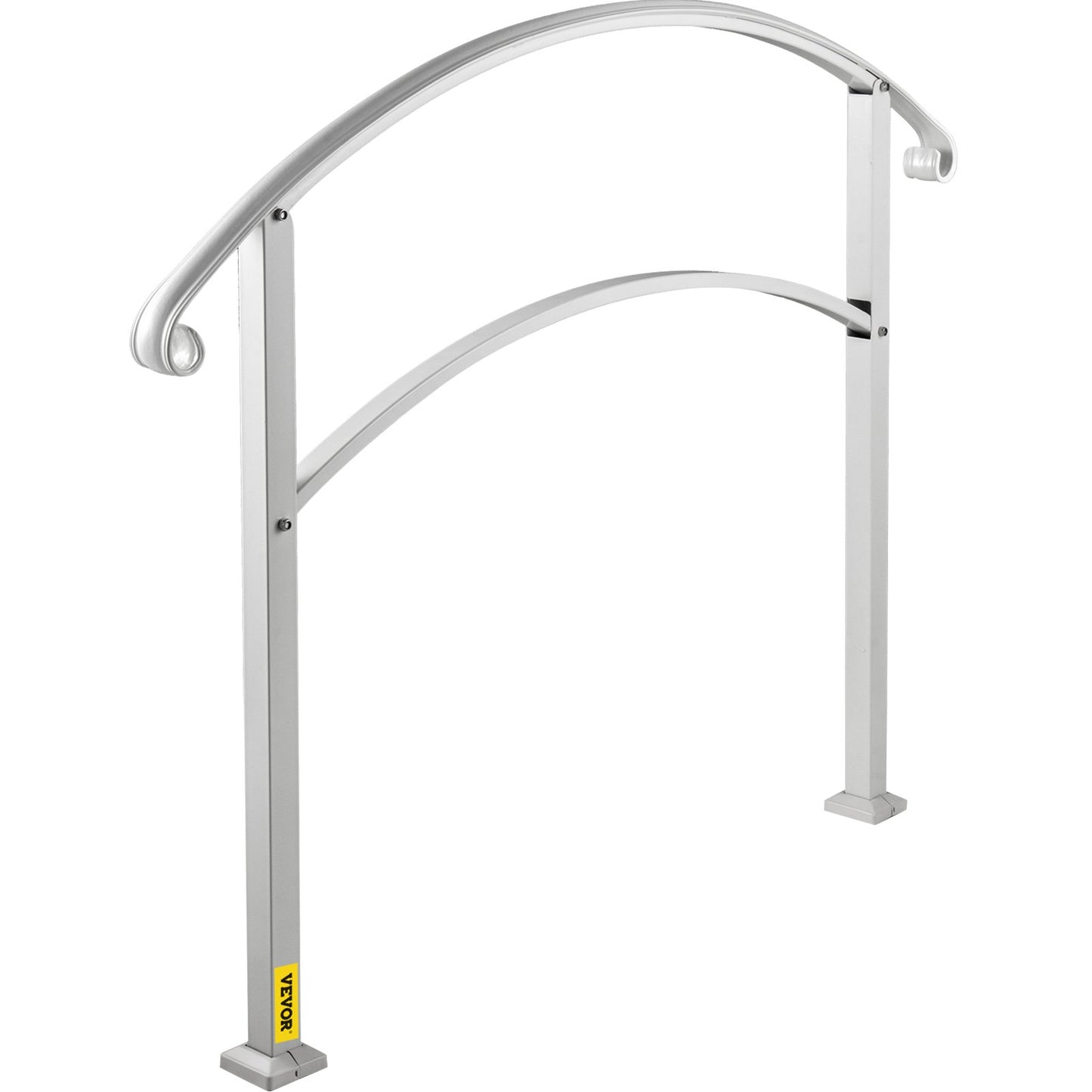 3-Step Handrails for Outdoor Steps Fits 1 or 3 Steps Matte White Stair Rail Wrought Iron Handrail with Installation Kit Hand Rails for Outdoor Step