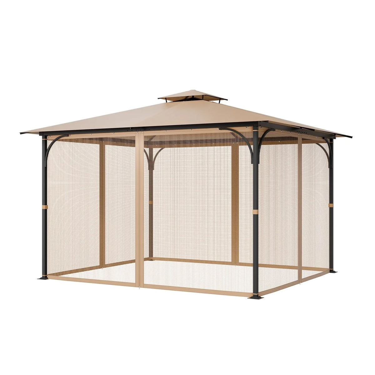 VEVOR Gazebo Netting Replacement, Fit Most 10 x 12 x 7.3 FT Gazebo, Outdoor Garden Gazebo Net, 4-Panel Sidewall Mesh Gazebo Curtain, Patio Midge Netting with Double Zipper, Canopy Screen (Netting Only) - Mekamart Australia