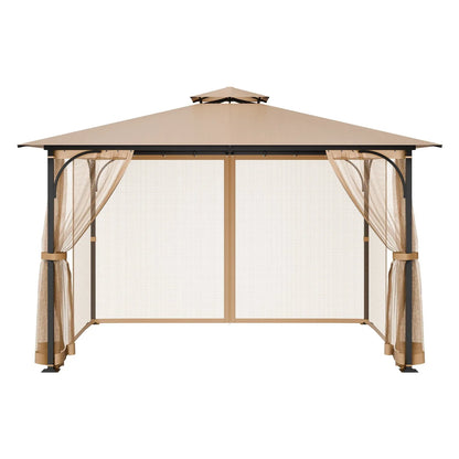 VEVOR Gazebo Netting Replacement, Fit Most 10 x 12 x 7.3 FT Gazebo, Outdoor Garden Gazebo Net, 4-Panel Sidewall Mesh Gazebo Curtain, Patio Midge Netting with Double Zipper, Canopy Screen (Netting Only) - Mekamart Australia