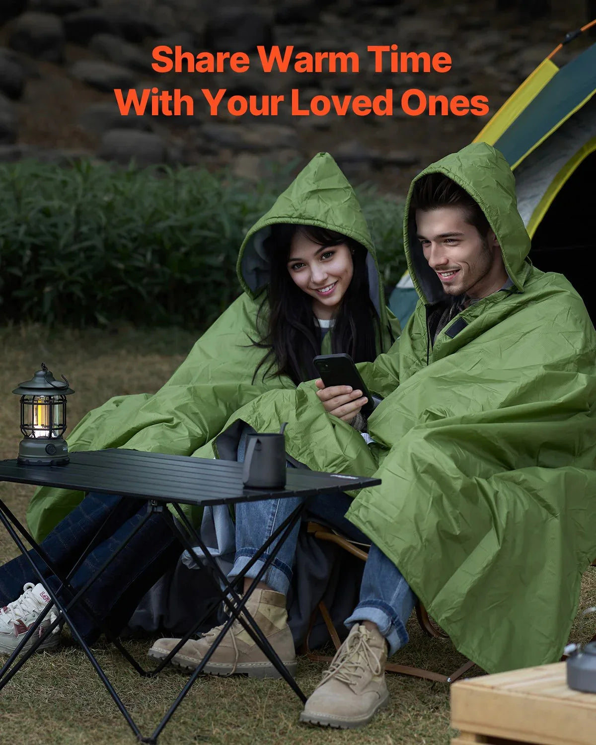 VEVOR Camping Blanket 2 m x 1.5 m Wearable Warm Stadium Blanket Army Green - Mekamart Australia