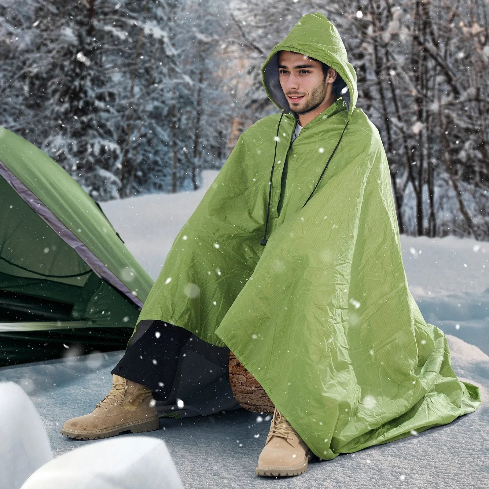 VEVOR Camping Blanket 2 m x 1.5 m Wearable Warm Stadium Blanket Army Green - Mekamart Australia