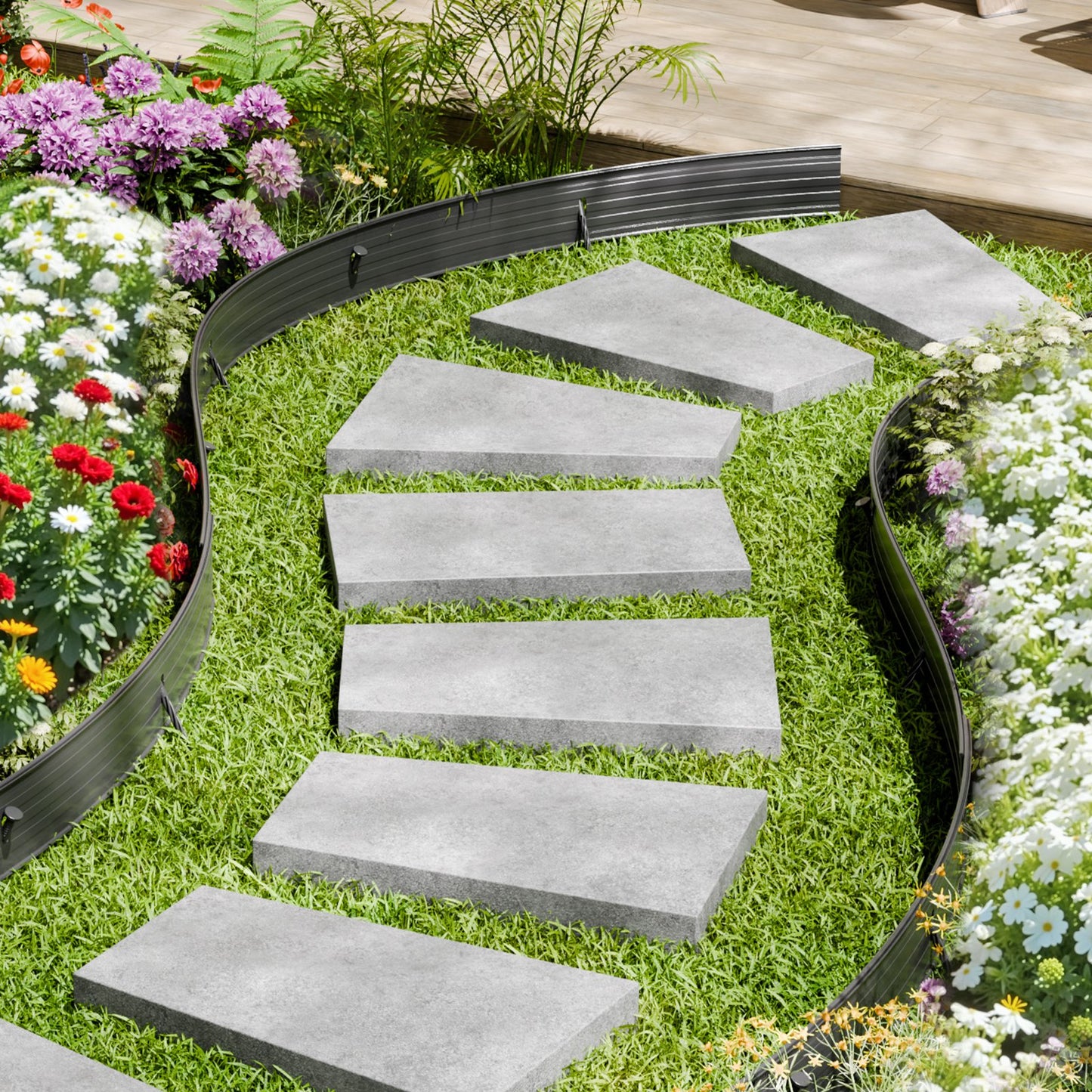 Metal Landscape Edging, 8 Packs 72 in Rust-Resistant Aluminum Alloy Landscape Edging, Bendable Garden Edging Border, Heavy Duty Lawn Edging Fence for Flower Bed Yard Pathway