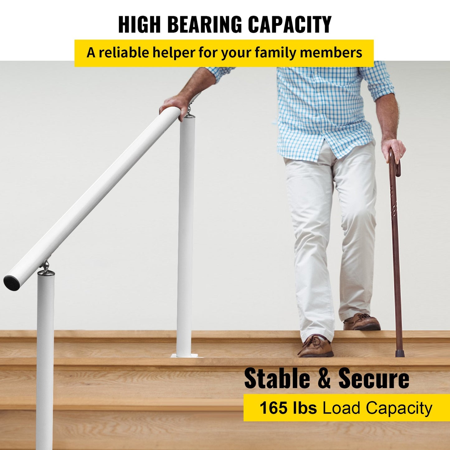 Handrail Outdoor Stairs, 3ft, 34 Inch Outdoor Handrail, Outdoor Stair Railing Adjustable from 0 to 60 Degrees Handrail for Stairs Outdoor White Aluminum Stair Railing for Garden, Office Area