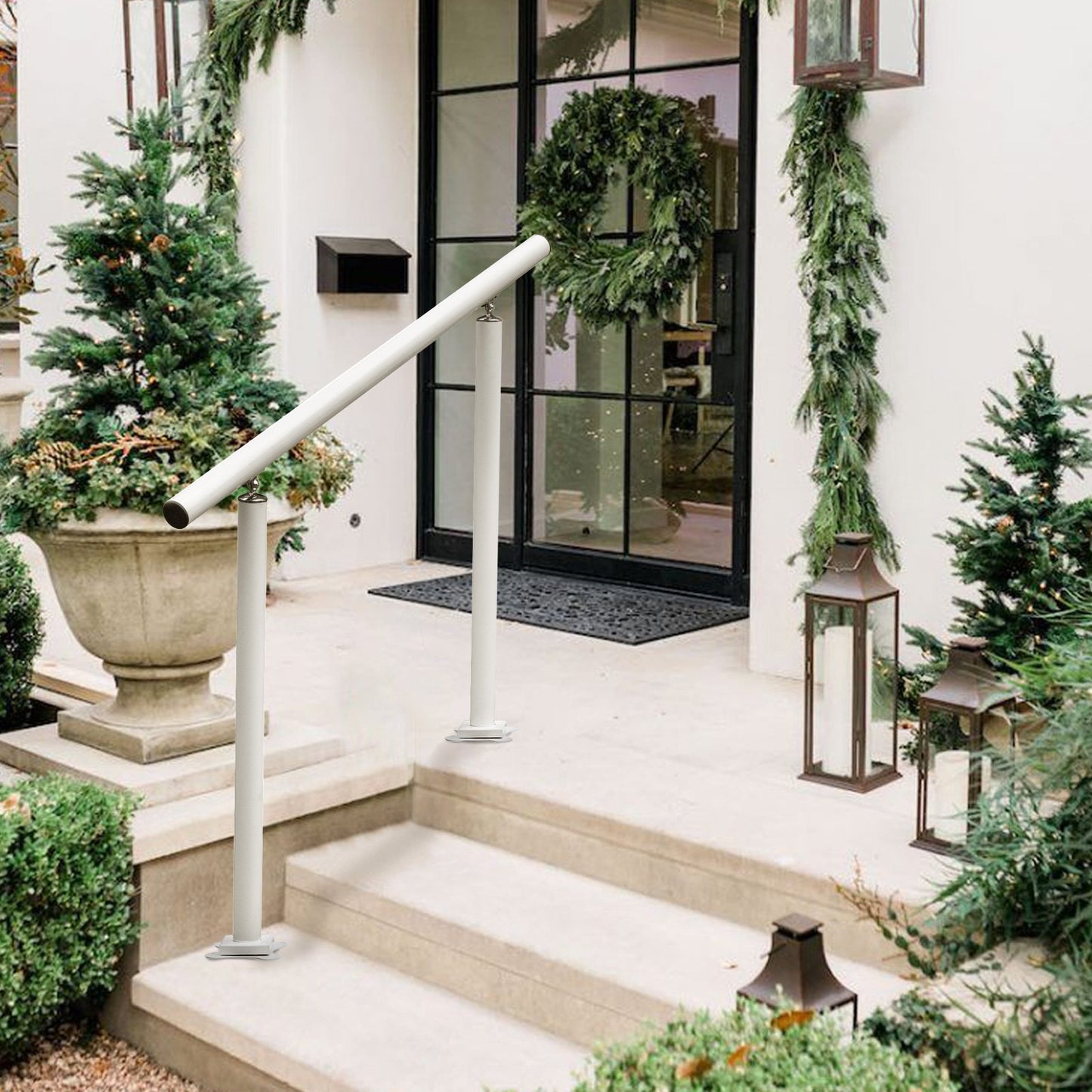 Handrail Outdoor Stairs, 3ft, 34 Inch Outdoor Handrail, Outdoor Stair Railing Adjustable from 0 to 60 Degrees Handrail for Stairs Outdoor White Aluminum Stair Railing for Garden, Office Area