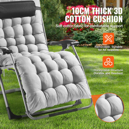 Zero Gravity Chair, 33 inch Zero Gravity Recliner Lounge Chair for Indoor and Outdoor, Adjustable Anti Gravity Chair with Cushion, Headrest, Footrest, and Cupholder, 500 lbs, Gray