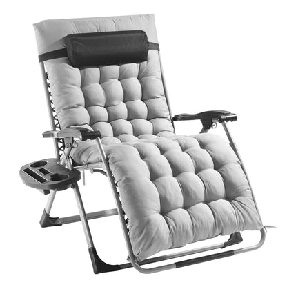 Zero Gravity Chair, 33 inch Zero Gravity Recliner Lounge Chair for Indoor and Outdoor, Adjustable Anti Gravity Chair with Cushion, Headrest, Footrest, and Cupholder, 500 lbs, Gray