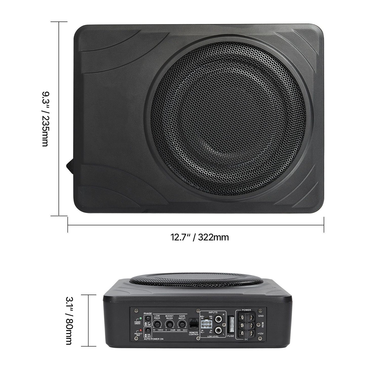 8" 300W Under Seat Car Subwoofer Slim Powered Car/Truck Subwoofer System