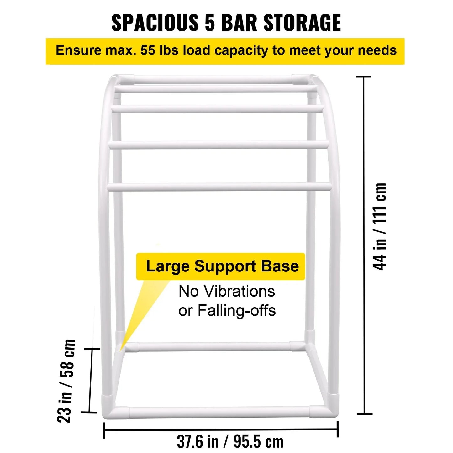VEVOR Pool Towel Rack, 5 Bar, Milky, Freestanding Outdoor PVC Curved Poolside Storage Organizer, Include 8 Towel Clips, Mesh Bag, Hook, Also Stores Floats and Paddles, for Beach, Swimming Pool, Home - Mekamart Australia