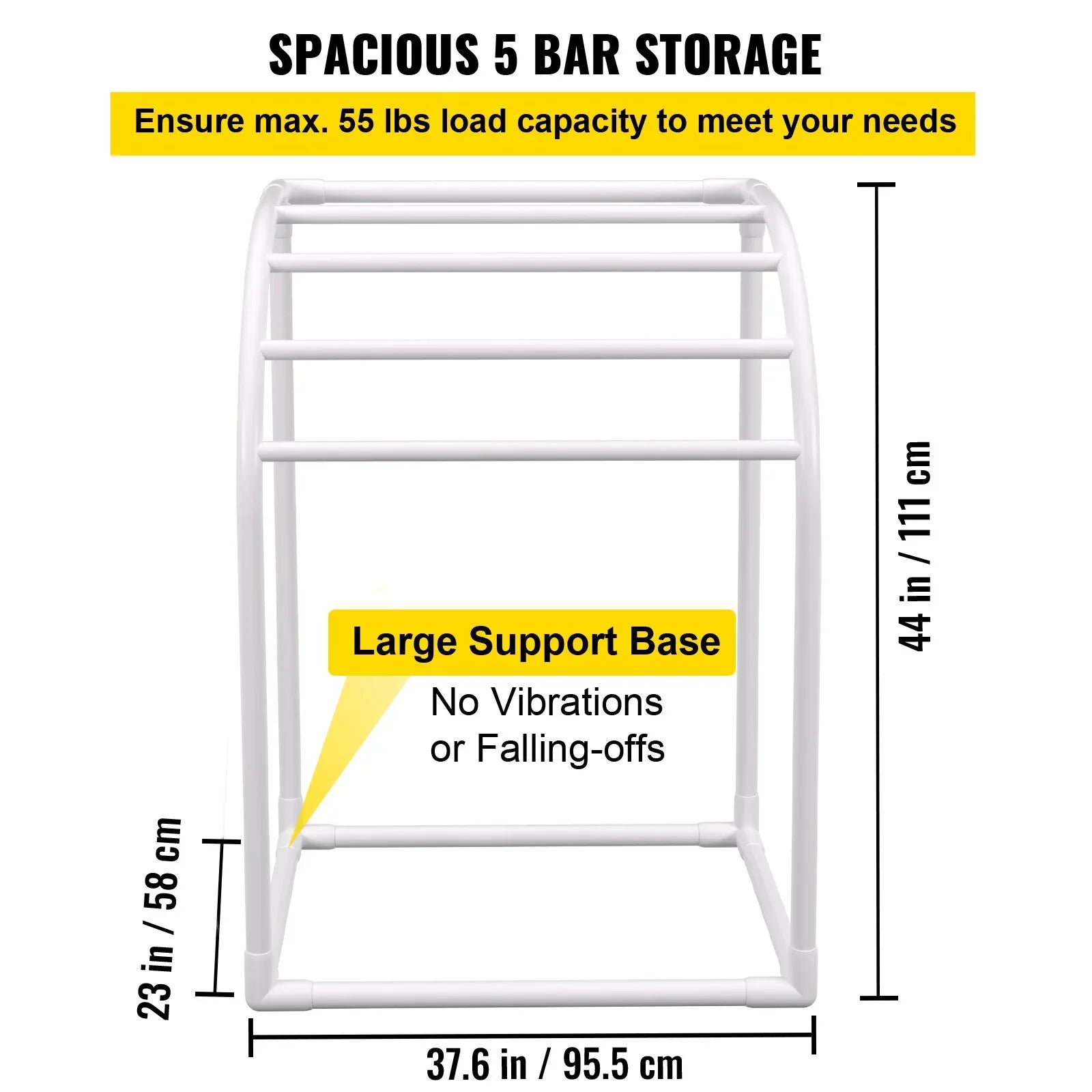 VEVOR Pool Towel Rack, 5 Bar, Milky, Freestanding Outdoor PVC Curved Poolside Storage Organizer, Include 8 Towel Clips, Mesh Bag, Hook, Also Stores Floats and Paddles, for Beach, Swimming Pool, Home - Mekamart Australia