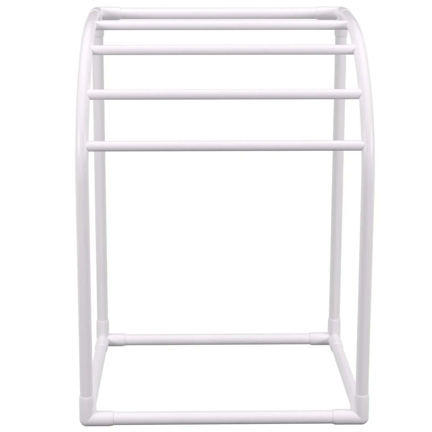 VEVOR Pool Towel Rack, 5 Bar, Milky, Freestanding Outdoor PVC Curved Poolside Storage Organizer, Include 8 Towel Clips, Mesh Bag, Hook, Also Stores Floats and Paddles, for Beach, Swimming Pool, Home - Mekamart Australia