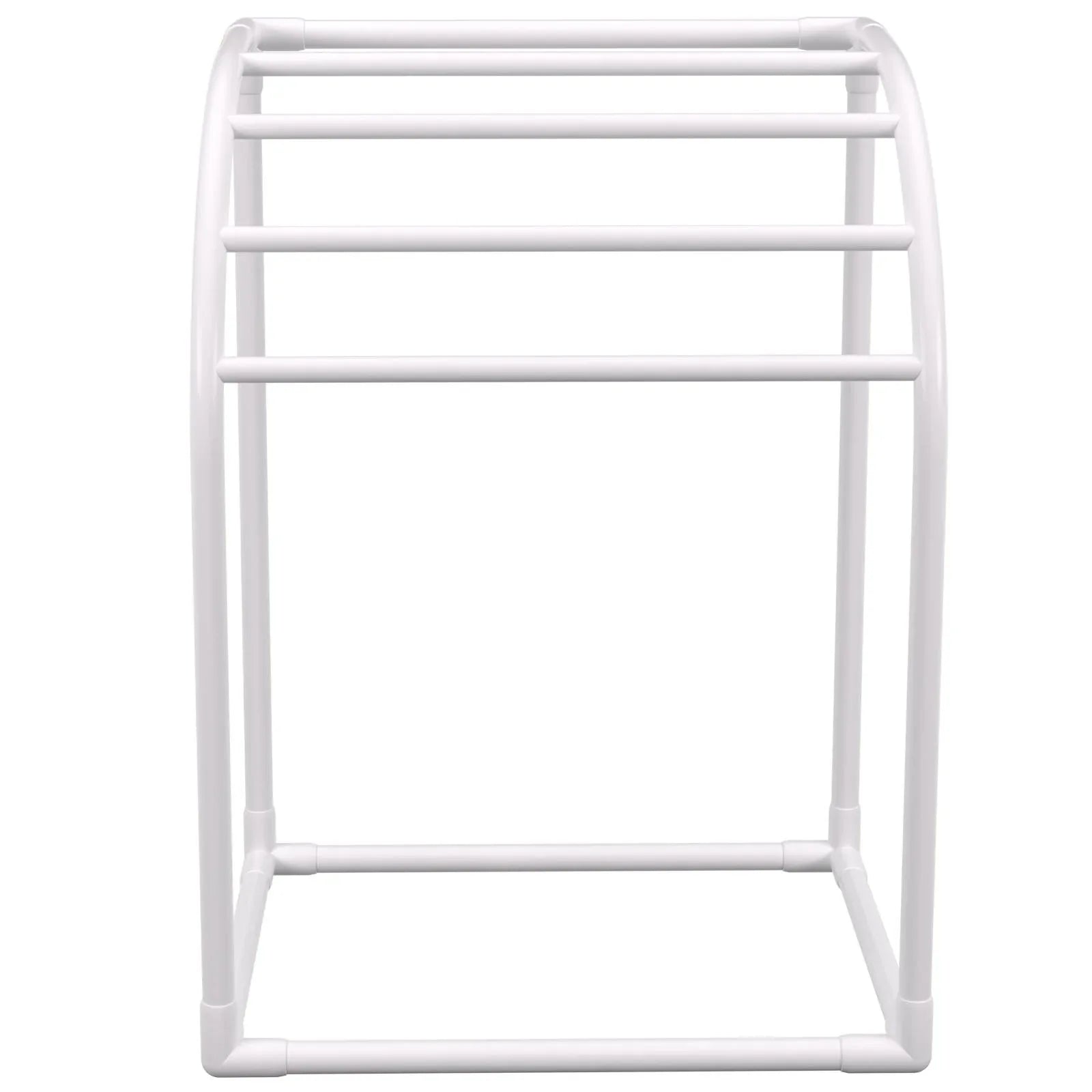 VEVOR Pool Towel Rack, 5 Bar, Milky, Freestanding Outdoor PVC Curved Poolside Storage Organizer, Include 8 Towel Clips, Mesh Bag, Hook, Also Stores Floats and Paddles, for Beach, Swimming Pool, Home - Mekamart Australia