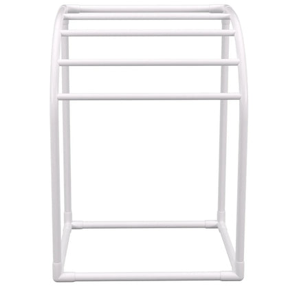 VEVOR Pool Towel Rack, 5 Bar, Milky, Freestanding Outdoor PVC Curved Poolside Storage Organizer, Include 8 Towel Clips, Mesh Bag, Hook, Also Stores Floats and Paddles, for Beach, Swimming Pool, Home - Mekamart Australia