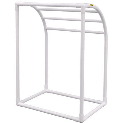 VEVOR Pool Towel Rack, 5 Bar, Milky, Freestanding Outdoor PVC Curved Poolside Storage Organizer, Include 8 Towel Clips, Mesh Bag, Hook, Also Stores Floats and Paddles, for Beach, Swimming Pool, Home - Mekamart Australia