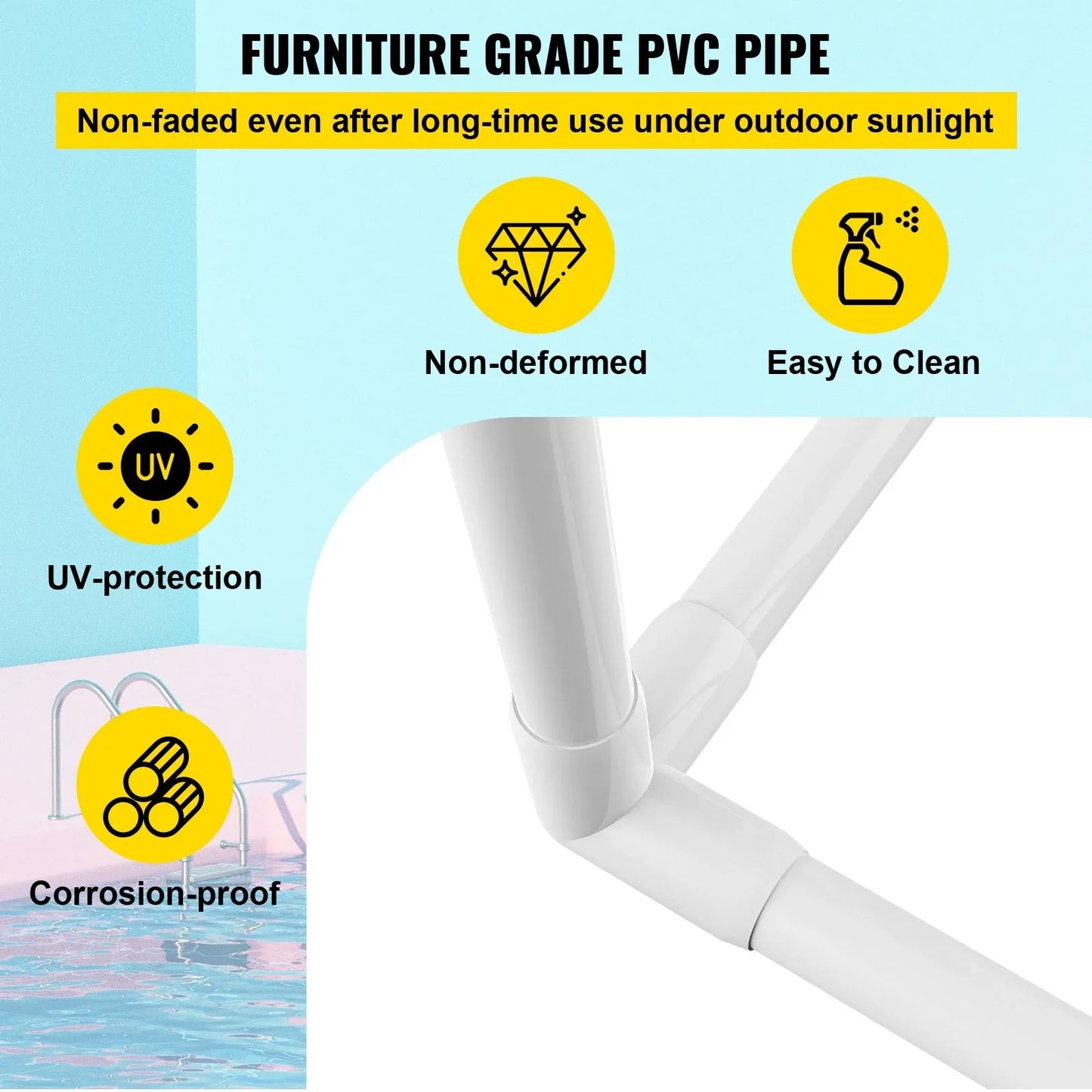 VEVOR Outdoor Towel Rack Pool Towel Rack 7 Bar Curved White Freestanding Patio - Mekamart Australia