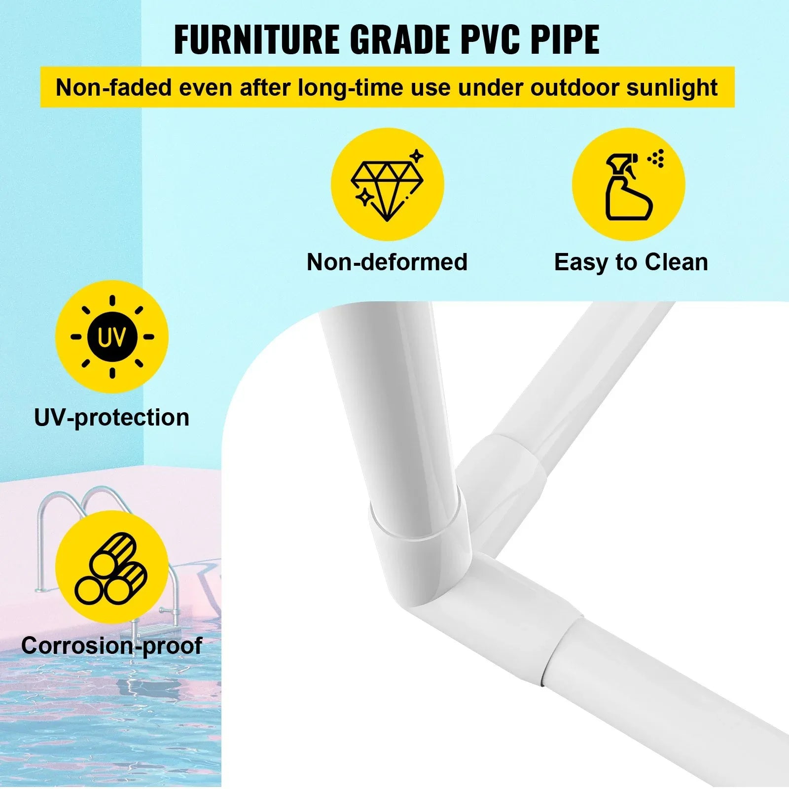 VEVOR Outdoor Towel Rack Pool Towel Rack 7 Bar Curved White Freestanding Patio - Mekamart Australia