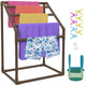 VEVOR Pool Towel Rack, 5 Bar, Brown, Freestanding Outdoor PVC Trapedozal Poolside Storage Organizer, Include 8 Towel Clips, Mesh Bag, Hook, Also Stores Floats and Paddles, for Beach, Swimming Pool - Mekamart Australia