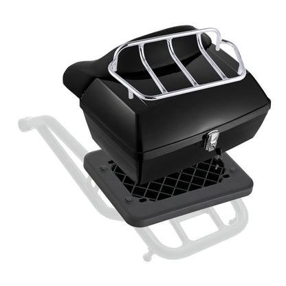 Motorcycle Top Case, Universal Durable PP Material Motorbike Tail Box with Reflective Panel, 48L Waterproof Detachable Motorcycle Top Box with Multi-Hole Base, Fit for 99% of Motorcycle Frames