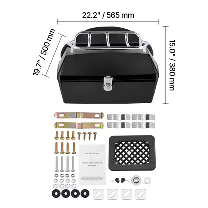 Motorcycle Top Case, Universal Durable PP Material Motorbike Tail Box with Reflective Panel, 48L Waterproof Detachable Motorcycle Top Box with Multi-Hole Base, Fit for 99% of Motorcycle Frames