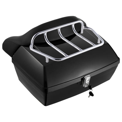 Motorcycle Top Case, Universal Durable PP Material Motorbike Tail Box with Reflective Panel, 48L Waterproof Detachable Motorcycle Top Box with Multi-Hole Base, Fit for 99% of Motorcycle Frames