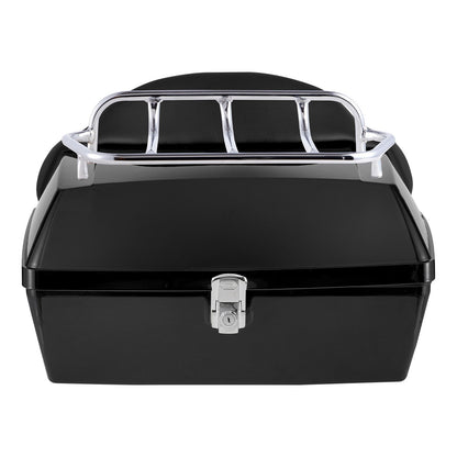 Motorcycle Top Case, Universal Durable PP Material Motorbike Tail Box with Reflective Panel, 48L Waterproof Detachable Motorcycle Top Box with Multi-Hole Base, Fit for 99% of Motorcycle Frames
