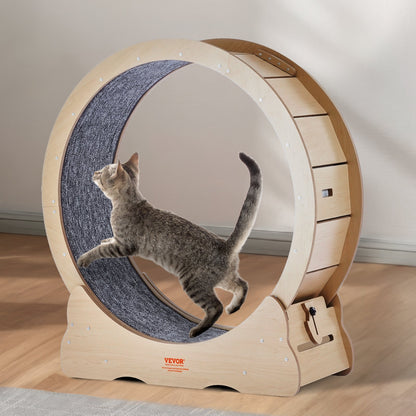 Cat Exercise Wheel, Large Cat Treadmill Wheel for Indoor Cats, 35.8 inch Cat Running Wheel with Detachable Carpet and Cat Teaser for Running/Walking/Training, Suitable for Most Cats