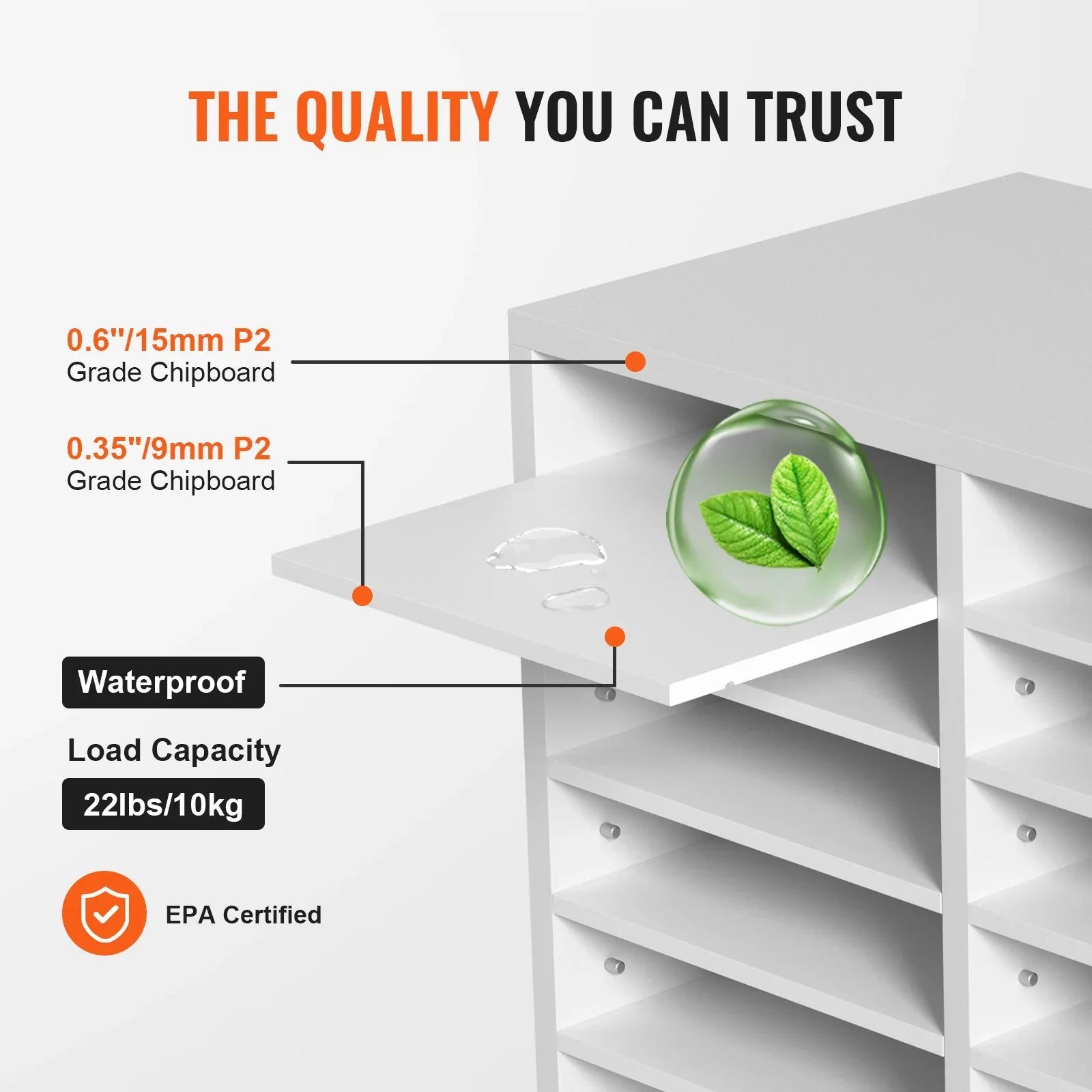 VEVOR Wood Literature Organizer Adjustable File Sorter 12 Compartments White - Mekamart Australia