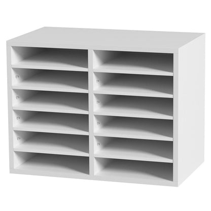 VEVOR Wood Literature Organizer Adjustable File Sorter 12 Compartments White - Mekamart Australia