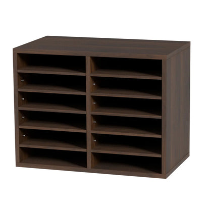 VEVOR Wood Literature Organizer Adjustable File Sorter 12 Compartments Brown - Mekamart Australia
