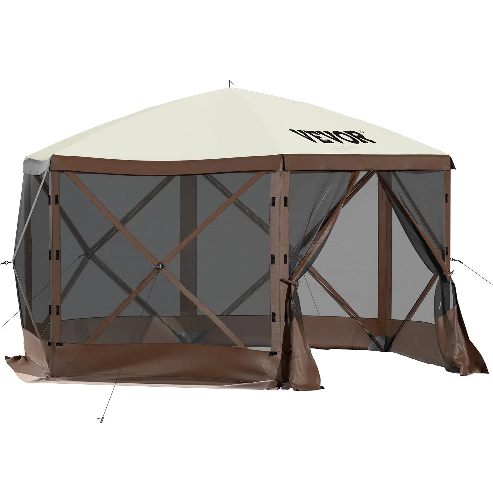 VEVOR Pop-up Camping Gazebo Camping Canopy Shelter 6 Sided 10' x 10' Sun Shade - Mekamart Australia