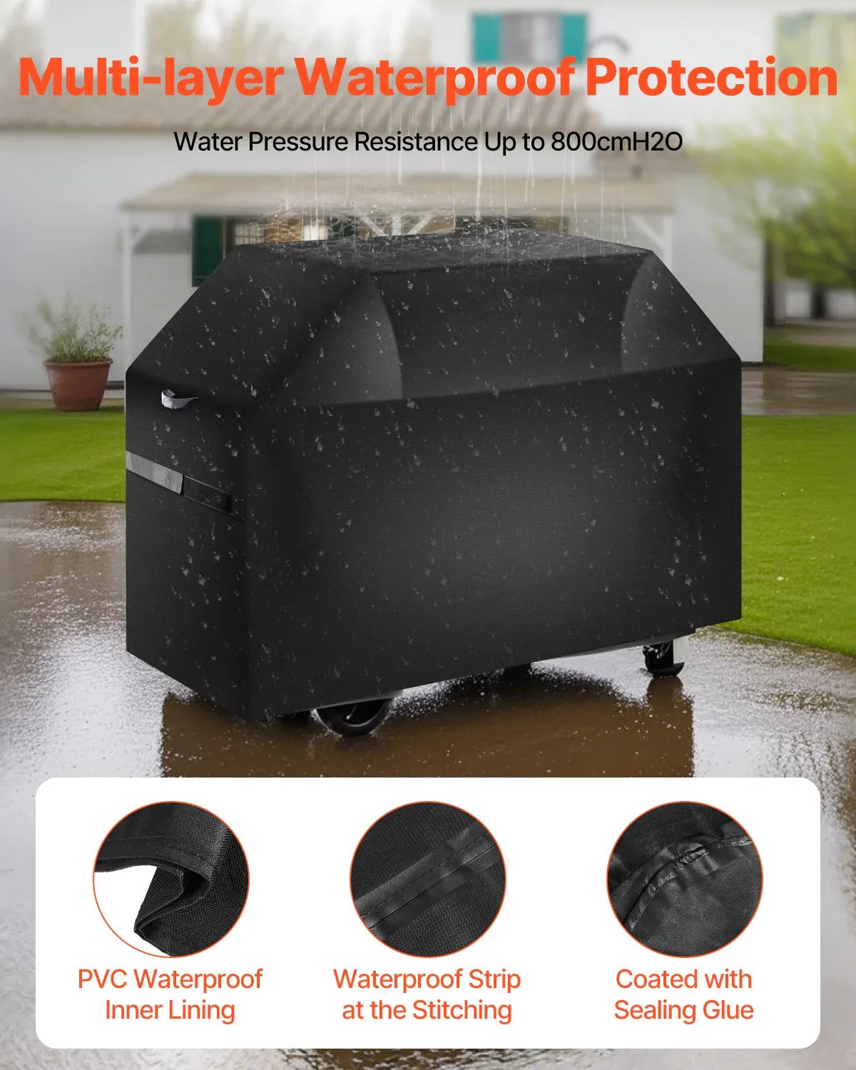VEVOR 65 inch Grill Cover Heavy Duty BBQ Gas Grill Cover Outdoor Waterproof - Mekamart Australia