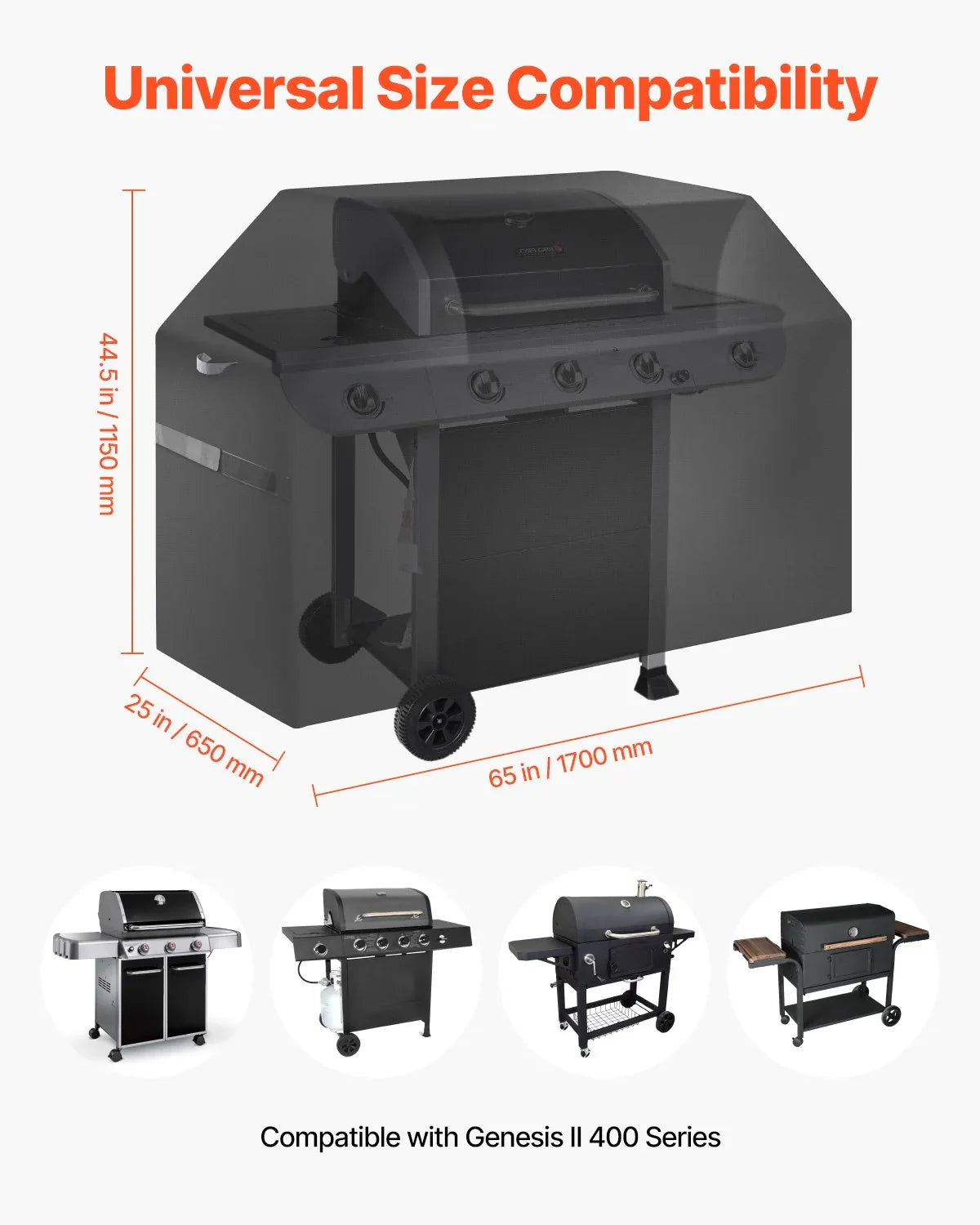 VEVOR 65 inch Grill Cover Heavy Duty BBQ Gas Grill Cover Outdoor Waterproof - Mekamart Australia