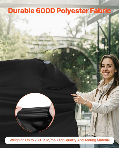 VEVOR Grill Cover, 63 inch BBQ Covers for Outdoor Grills, Waterproof, Fade Resistant, Weather Resistant Heavy Duty 600D Polyester, Easy On/Off, with Hook-and-Loop Straps, Black - Mekamart Australia