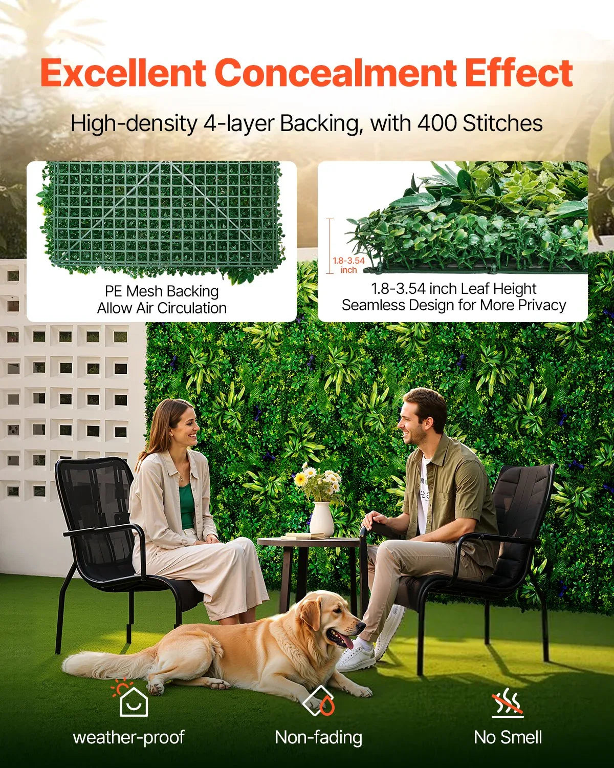 VEVOR Artificial Grass Wall Panels, 12 PCS 20 x 20 inch, 3D Combination Greenery Boxwood Panel for Indoor Outdoor Green Decor & Ivy Fence Covering, Privacy Backdrop Wall Hedge Screen for Garden - Mekamart Australia