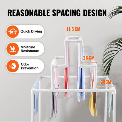 VEVOR Towel Rack 8-Bar Outdoor PVC Towel Holder for Poolside Spa Bathroom White - Mekamart Australia