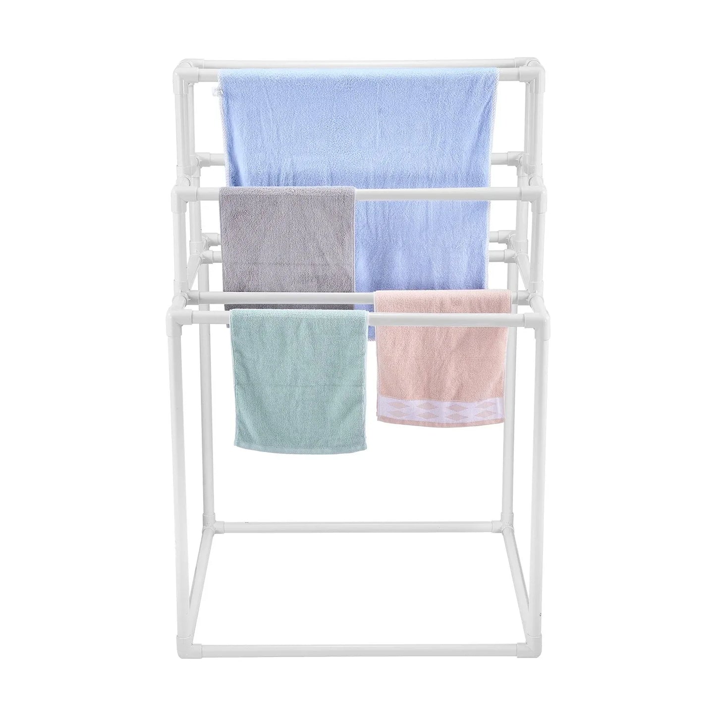 VEVOR Towel Rack 8-Bar Outdoor PVC Towel Holder for Poolside Spa Bathroom White - Mekamart Australia