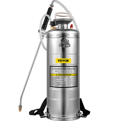 3.5Gal Stainless Steel Sprayer,l Set with 20" Wand& Handle& 3FT Reinforced Hose, Hand Pump Sprayer with Pressure Gauge&Safety Valve, Adjustable Nozzle Suitable for Gardening& Sanitizing