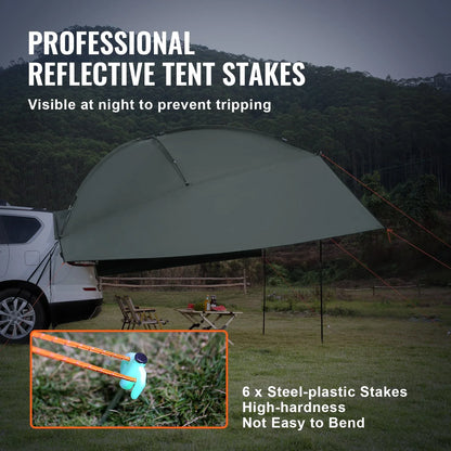 VEVOR Vehicle Awning, Large 10' x 7' Shade Coverage Car Side Awning, PU2000mm UV50+ Car Awning with Extended Side Canopies and Portable Storage Bag, Suitable for Truck, SUV, Van, Campers - Mekamart Australia