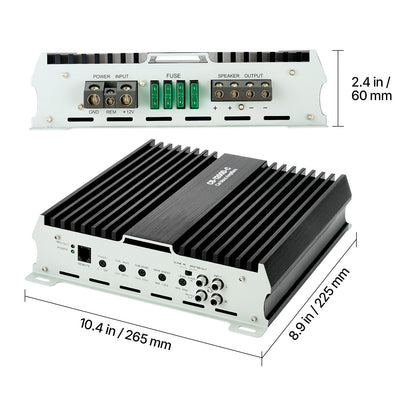 Monoblock Car Amplifier, 1200W RMS MAX, 1/2/4 Ohm Stable, 1-Channel Class D Car Audio Amplifier with Remote Subwoofer Level Control, Low Pass Filter, Bass Boost & Phase Shift, Volume Controller