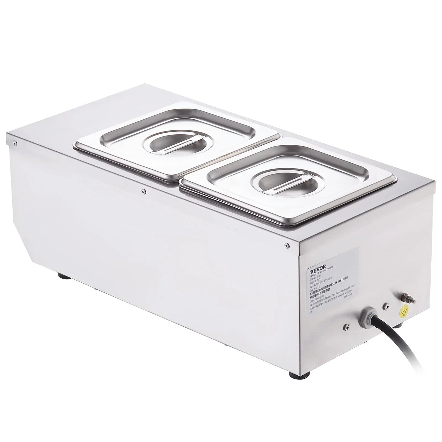 VEVOR Chocolate Tempering Machine, 2 Tanks Chocolate Melting Pot with TEMP Control, 800W Stainless Steel Electric Commercial Food Warmer For Chocolate/Milk/Cream Melting and Heating - Mekamart Australia
