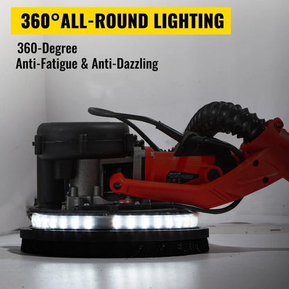 VEVOR Drywall Sander 750W, Electric Drywall Sander, Foldable Sheetrock Sander, with Telescope Handle, Electric Sander, Variable Speed 800-1750 RPM, Wall Sander, with LED Strip Light and Vacuum Bag - Mekamart Australia
