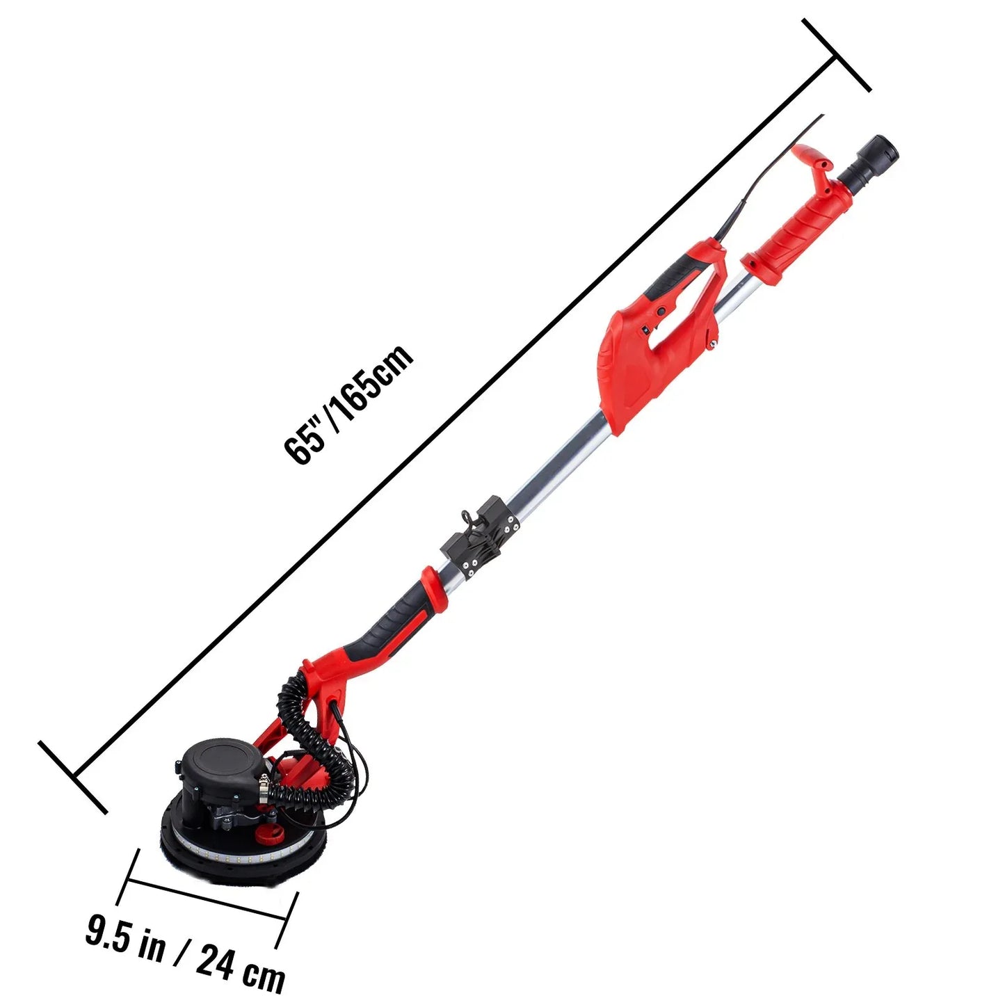 VEVOR Drywall Sander 750W, Electric Drywall Sander, Foldable Sheetrock Sander, with Telescope Handle, Electric Sander, Variable Speed 800-1750 RPM, Wall Sander, with LED Strip Light and Vacuum Bag - Mekamart Australia
