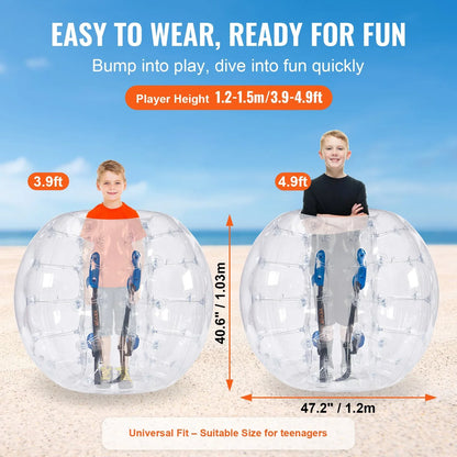 VEVOR Inflatable Bumper Balls 2-Pack, 4FT/1.2M Body Sumo Zorb Balls for Teen & Adult, 0.8mm Thick PVC Human Hamster Bubble Balls for Outdoor Team Gaming Play, Bumper Bopper Toys for Garden, Yard, Park - Mekamart Australia