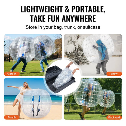 VEVOR Inflatable Bumper Balls 2-Pack, 4FT/1.2M Body Sumo Zorb Balls for Teen & Adult, 0.8mm Thick PVC Human Hamster Bubble Balls for Outdoor Team Gaming Play, Bumper Bopper Toys for Garden, Yard, Park - Mekamart Australia