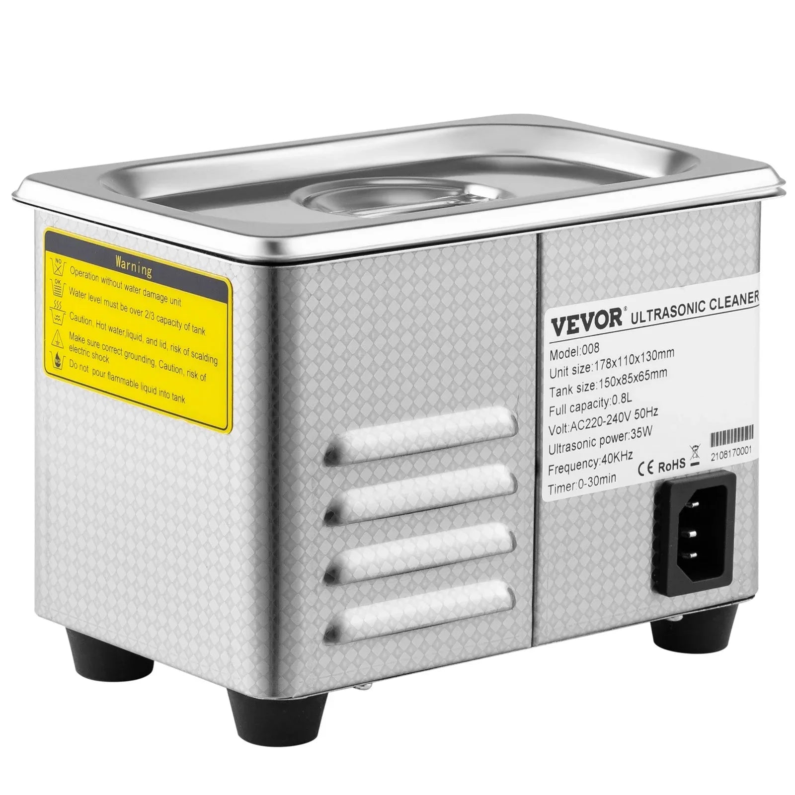 VEVOR 0.8L Professional Ultrasonic Cleaner 304 Stainless Steel Digital Lab Ultrasonic Cleaner with Timer for Jewelry Watch Glasses Circuit Board Dentures Small Parts Dental Instrument (0.8L) - Mekamart Australia