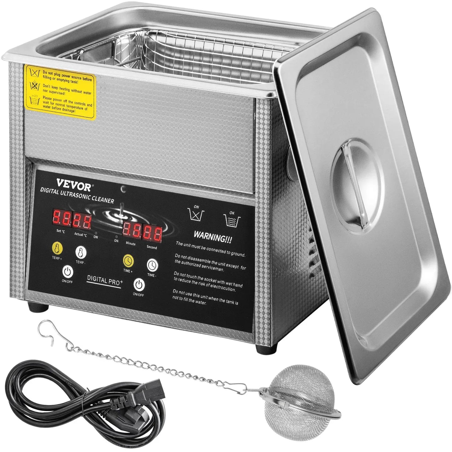 VEVOR Digital Ultrasonic Cleaner 3L Ultrasonic Cleaning Machine 220V 50kHz Sonic Cleaner Machine 304 Stainless Steel Ultrasonic Cleaner Machine with Heater and Timer for Cleaning Jewelry Glasses Watch - Mekamart Australia